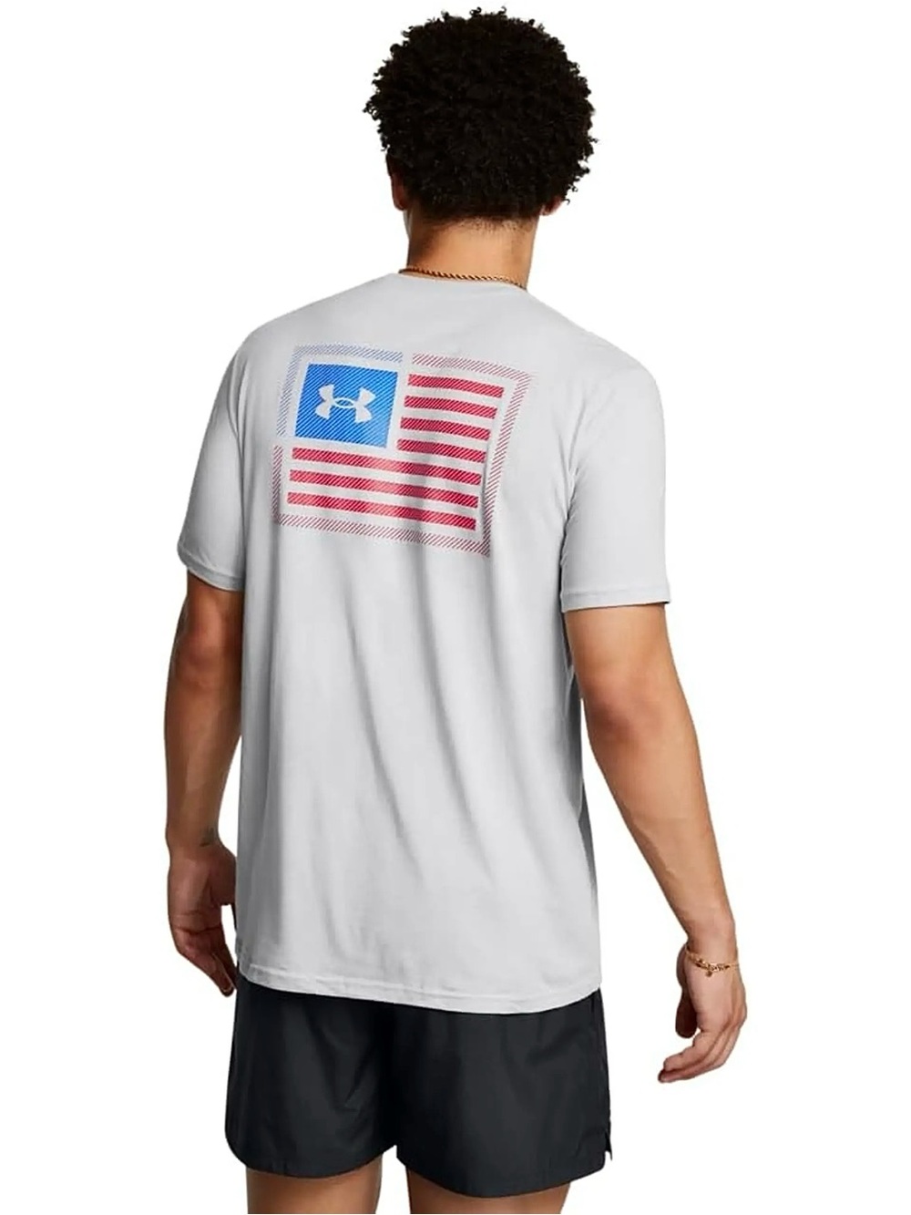 Under Armour Performance Apparel USA Flag Tee Gray Large Athleisure
